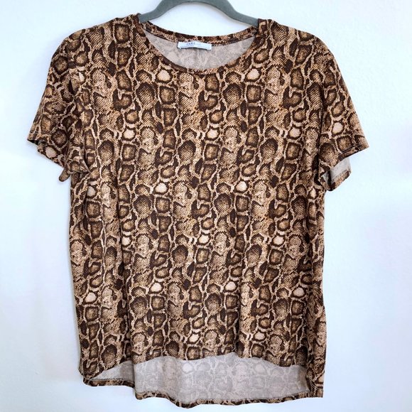 ZARA Basic Snakeskin Short Sleeve Tee - Picture 4 of 4